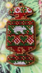 Сами с усами. Набор для вышивания Конфета "Мишкин Новый год" 9,5х4,5 см, арт. С048-01