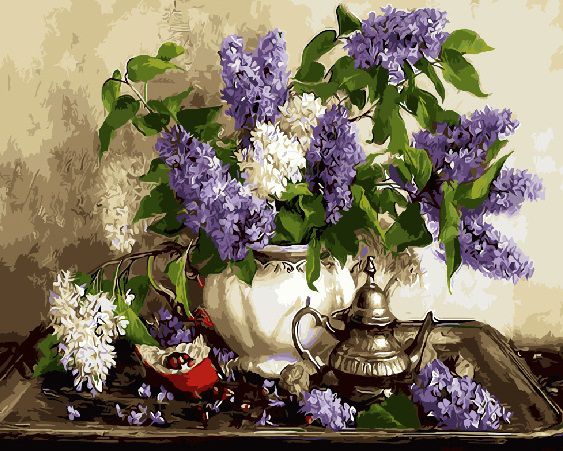 GX9388 Картина по номерам Paintboy "Сирень и гранат"