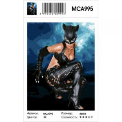MCA995 Картина по номерам "Женщина кошка",  40х50 см